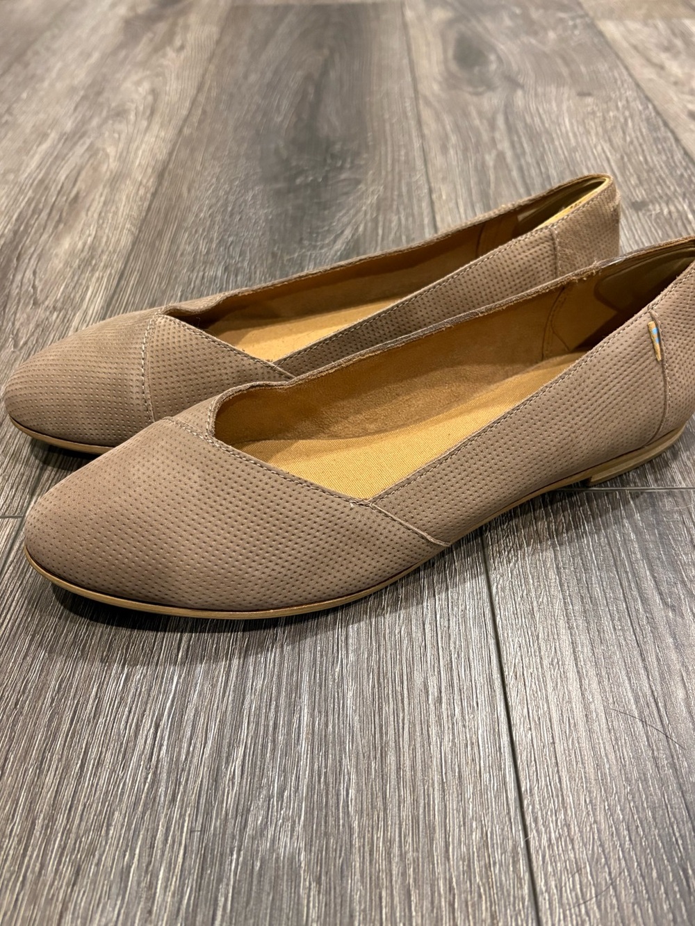 Toms Women’s Taupe Perforated Ballet Flats